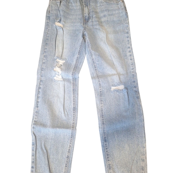 Tinseltown Distressed Ripped Light Blue Paperbagwaist Mom Jean Size 5 NWOT - Picture 2 of 6
